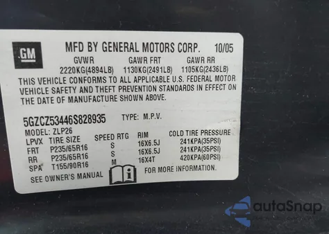 2006 Saturn Vue V6 from USA, damaged, VIN 5GZCZ53446S828935